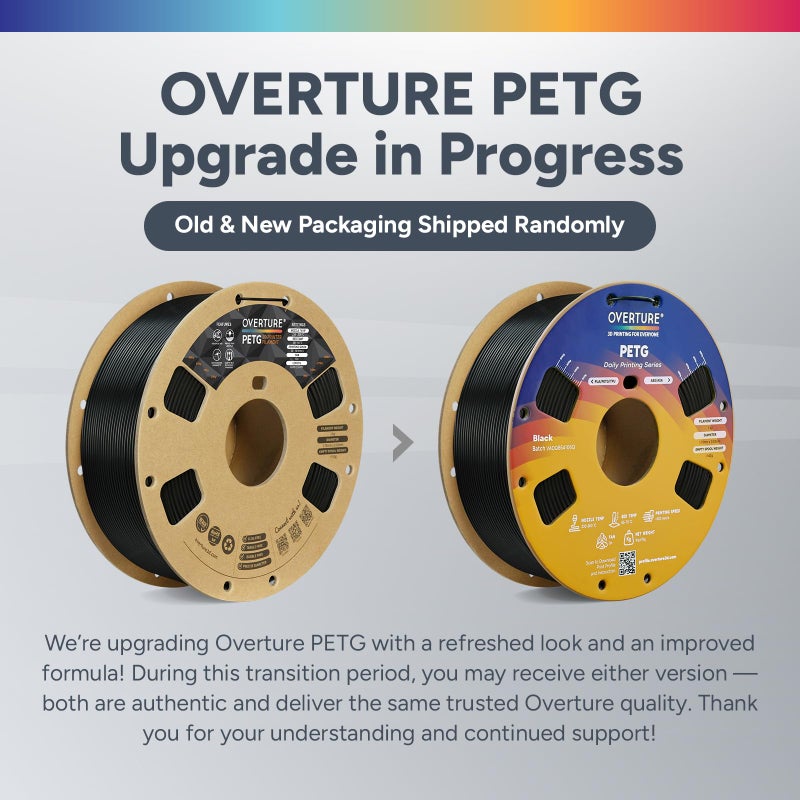OVERTURE PETG 3D Printer Filament 1.75mm, Neatly Wound Durable PETG 1kg Spool (2.2lbs), Strong Toughness Filament, Dimensional Accuracy +/- 0.02mm, Fit Most FDM Printers (Black (1-Pack)) - Image 2
